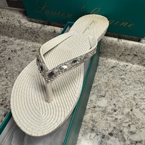 Lauren Lorraine White Crystal Sandals.